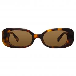 LINDA FARROW UK Women's Lola Rectangular Sunglasses In Tortoiseshell