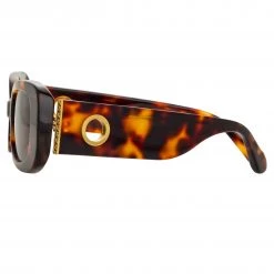LINDA FARROW UK Women's Lola Rectangular Sunglasses In Tortoiseshell