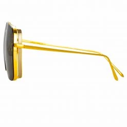 LINDA FARROW (U.K.) The Asher | Asher Aviator Sunglasses In Yellow Gold Frame (C1)
