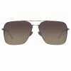 LINDA FARROW (U.K.) Women's The Asher | Aviator Sunglasses In White Gold Frame (C2)