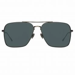 LINDA FARROW (U.K.) Asher Aviator Sunglasses In Nickel