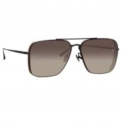 LINDA FARROW (U.K.) Asher Aviator Sunglasses In Black Women's