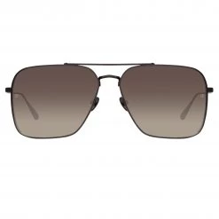 LINDA FARROW (U.K.) Asher Aviator Sunglasses In Black Women's