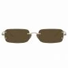 LINDA FARROW (U.K.) Taylor Rectangular Sunglasses In Light Gold And Brown