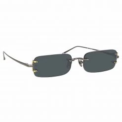 LINDA FARROW (U.K.) Taylor Rectangular Sunglasses In Nickel Women's