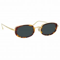 LINDA FARROW (U.K.) Women's Rosie Oval Sunglasses In Tortoiseshell