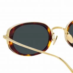 LINDA FARROW (U.K.) Women's Rosie Oval Sunglasses In Tortoiseshell