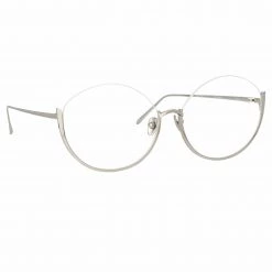 LINDA FARROW (U.K.) Rae Cat Eye Optical Frame In White Gold