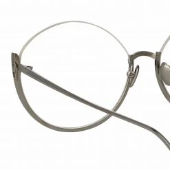 LINDA FARROW (U.K.) Rae Cat Eye Optical Frame In White Gold