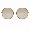 LINDA FARROW (U.K.) Women's Leif Oversized Sunglasses In Yellow Gold And Brown