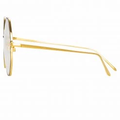 LINDA FARROW (U.K.) Leif Oversized Optical Frame In Yellow Gold And Black