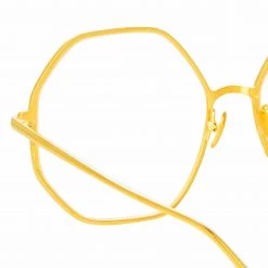 LINDA FARROW (U.K.) Leif Oversized Optical Frame In Yellow Gold And Black