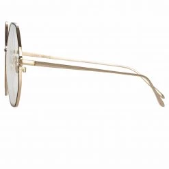 LINDA FARROW (U.K.) Leif Oversized Optical Frame In Light Gold And Brown Women's