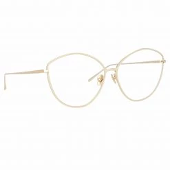 LINDA FARROW (U.K.) Francis Cat Eye Optical Frame In Light Gold