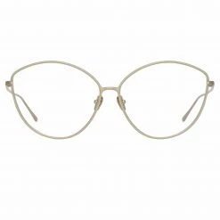 LINDA FARROW (U.K.) Francis Cat Eye Optical Frame In Light Gold