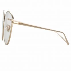 LINDA FARROW (U.K.) Francis Cat Eye Optical Frame In Light Gold