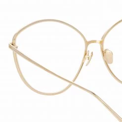 LINDA FARROW (U.K.) Francis Cat Eye Optical Frame In Light Gold
