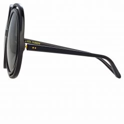 LINDA FARROW (U.K.) Ellen Round Sunglasses In Black Women's