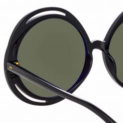 LINDA FARROW (U.K.) Ellen Round Sunglasses In Black Women's