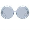 LINDA FARROW (U.K.) Ellen Round Sunglasses In Blue Women's