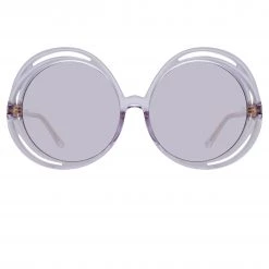 LINDA FARROW (U.K.) Ellen Round Sunglasses In Lilac Women's