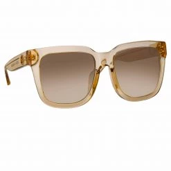 LINDA FARROW (U.K.) Freya Square Sunglasses In Ash
