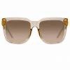 LINDA FARROW (U.K.) Freya Square Sunglasses In Ash