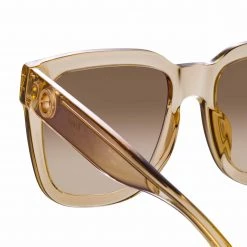 LINDA FARROW (U.K.) Freya Square Sunglasses In Ash