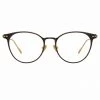 LINDA FARROW (U.K.) Ricci Cat Eye Optical Frame In Yellow Gold And Black
