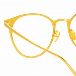 LINDA FARROW (U.K.) Ricci Cat Eye Optical Frame In Yellow Gold And Black