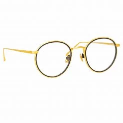 LINDA FARROW (U.K.) Comer Optical Oval Frame In Yellow Gold Women's