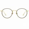 LINDA FARROW (U.K.) Comer Optical Oval Frame In Yellow Gold Women's
