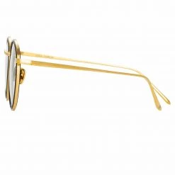 LINDA FARROW (U.K.) Comer Optical Oval Frame In Yellow Gold Women's