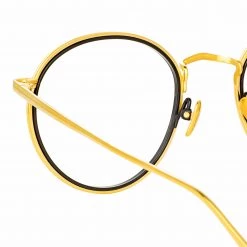 LINDA FARROW (U.K.) Comer Optical Oval Frame In Yellow Gold Women's