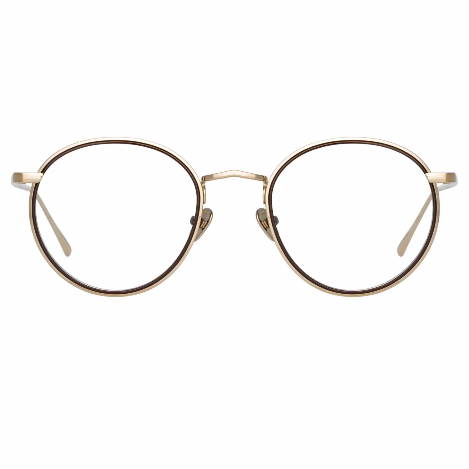 LINDA FARROW (U.K.) Comer Optical Oval Frame In Light Gold 1 LINDA FARROW (U.K.) Comer Optical Oval Frame In Light Gold
