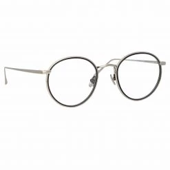 LINDA FARROW (U.K.) Comer Optical Oval Frame In White Gold Women's 7 LINDA FARROW (U.K.) Comer Optical Oval Frame In White Gold Women's
