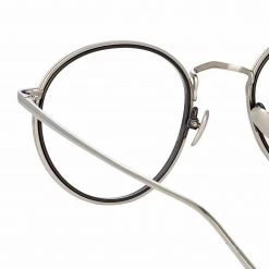 LINDA FARROW (U.K.) Comer Optical Oval Frame In White Gold Women's 9 LINDA FARROW (U.K.) Comer Optical Oval Frame In White Gold Women's