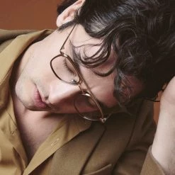 LINDA FARROW (U.K.) Clark Aviator Optical Frame In Light Gold And Brown