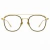 LINDA FARROW (U.K.) Clark Aviator Optical Frame In Yellow Gold And Black