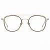 LINDA FARROW (U.K.) Clark Aviator Optical Frame In Light Gold And Brown