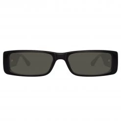 LINDA FARROW (U.K.) Dania Rectangular Sunglasses In Black Women's