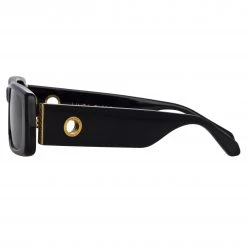 LINDA FARROW (U.K.) Dania Rectangular Sunglasses In Black Women's