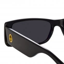 LINDA FARROW (U.K.) Dania Rectangular Sunglasses In Black Women's