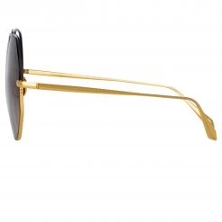 LINDA FARROW (U.K.) Lorena Oversized Sunglasses In Yellow Gold