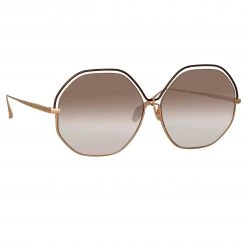 LINDA FARROW (U.K.) Lorena Oversized Sunglasses In Rose Gold Women's