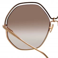 LINDA FARROW (U.K.) Lorena Oversized Sunglasses In Rose Gold Women's