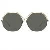LINDA FARROW (U.K.) Lorena Oversized Sunglasses In Nickel