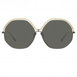 LINDA FARROW (U.K.) Lorena Oversized Sunglasses In Nickel