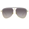LINDA FARROW (U.K.) Alma Aviator Sunglasses In Yellow Gold