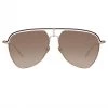 LINDA FARROW (U.K.) Alma Aviator Sunglasses In Rose Gold (Men's) Women's